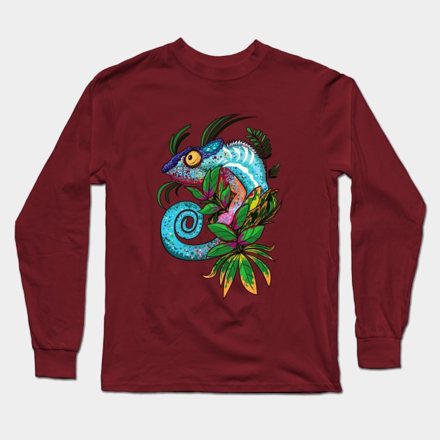 Rainbow Chameleon Long Sleeve T-Shirt by adamzworld